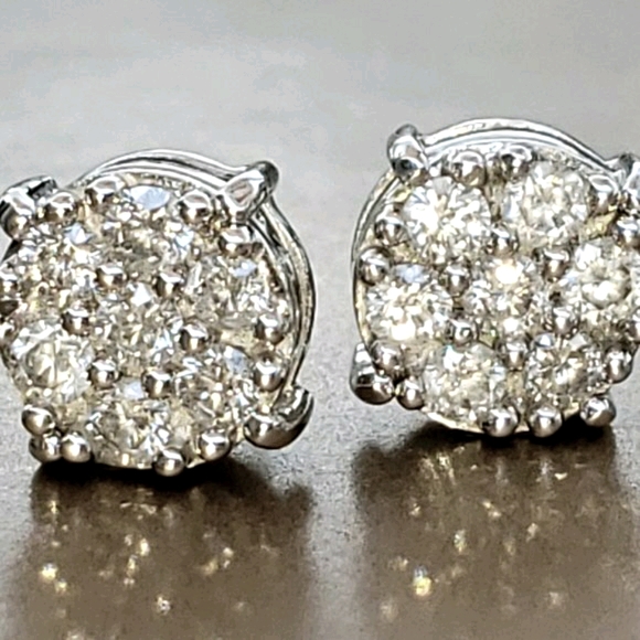 Affinity Diamonds Jewelry - Genuine White Diamond Cluster Studs 14k
